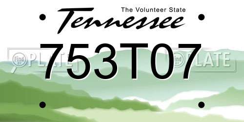 753T07 Tennessee License Plate