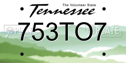 753TO7 Tennessee License Plate