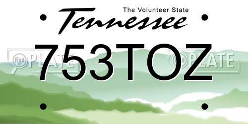 753TOZ Tennessee License Plate