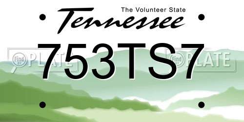 753TS7 Tennessee License Plate