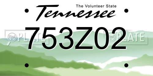 753Z02 Tennessee License Plate