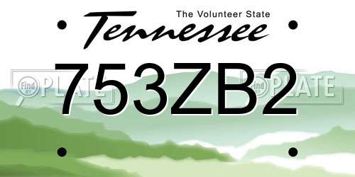 753ZB2 Tennessee License Plate