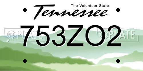 753ZO2 Tennessee License Plate