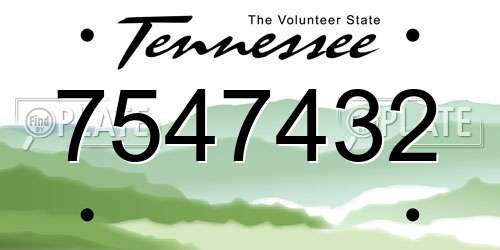 7547432 Tennessee License Plate