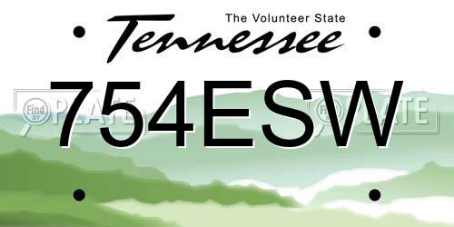 754ESW Tennessee License Plate