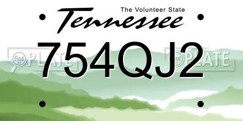 754QJ2 Tennessee License Plate