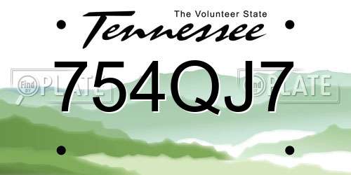 754QJ7 Tennessee License Plate