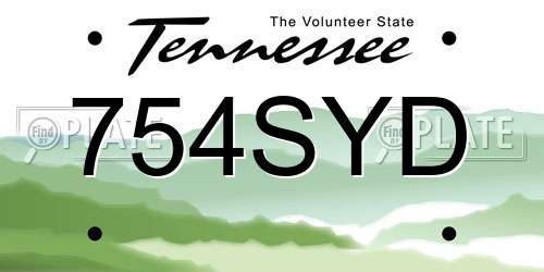 754SYD Tennessee License Plate