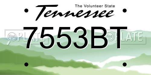 7553BT Tennessee License Plate