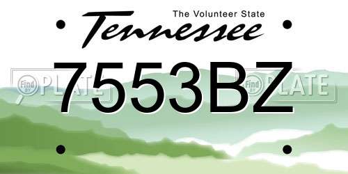 7553BZ Tennessee License Plate