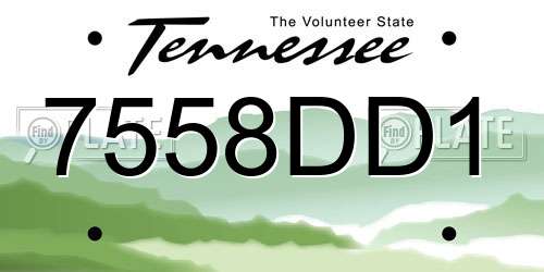 7558DD1 Tennessee License Plate