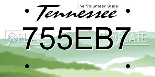 755EB7 Tennessee License Plate