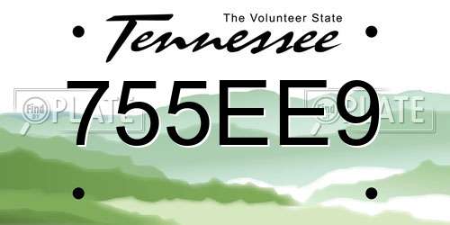 755EE9 Tennessee License Plate