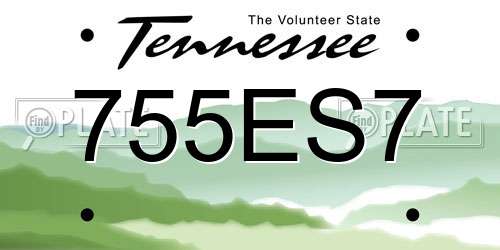 755ES7 Tennessee License Plate