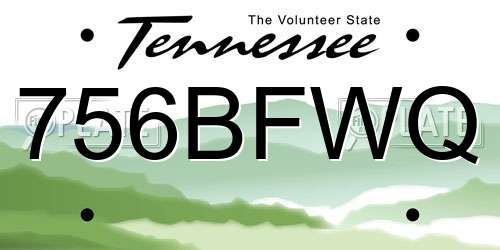 756BFWQ Tennessee License Plate