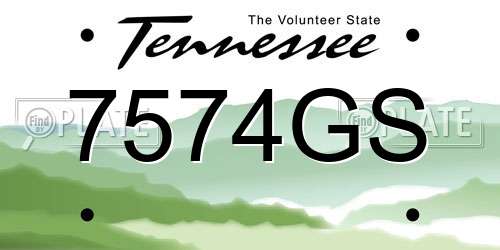 7574GS Tennessee License Plate