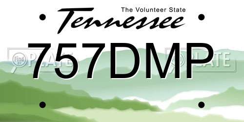 757DMP Tennessee License Plate