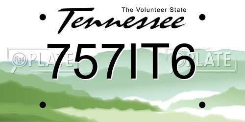 757IT6 Tennessee License Plate