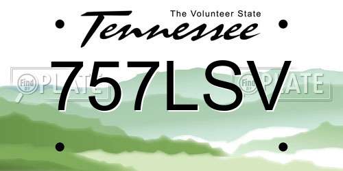 757LSV Tennessee License Plate