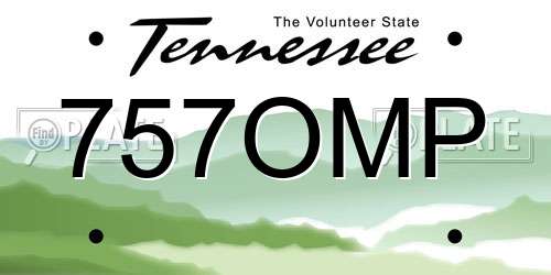 757OMP Tennessee License Plate
