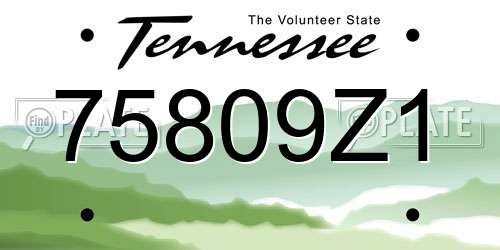 75809Z1 Tennessee License Plate