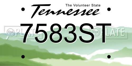 7583ST Tennessee License Plate