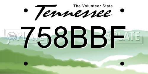 758BBF Tennessee License Plate