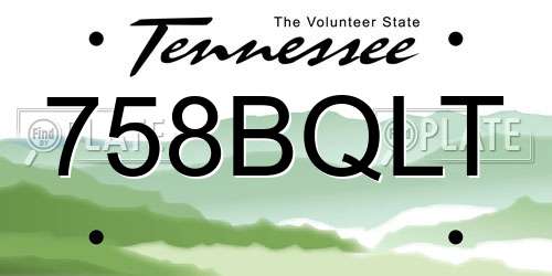 758BQLT Tennessee License Plate