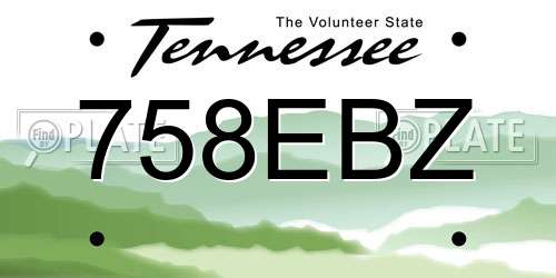 758EBZ Tennessee License Plate