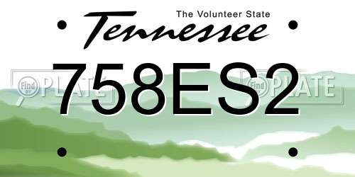 758ES2 Tennessee License Plate