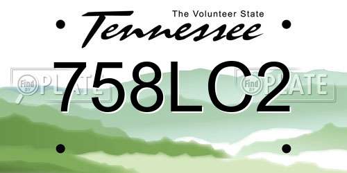758LC2 Tennessee License Plate