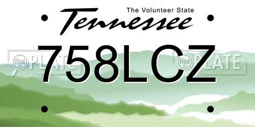 758LCZ Tennessee License Plate