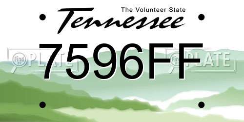 7596FF Tennessee License Plate