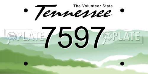 7597 Tennessee License Plate