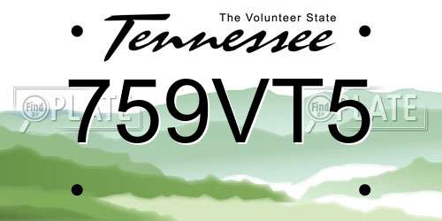 759VT5 Tennessee License Plate