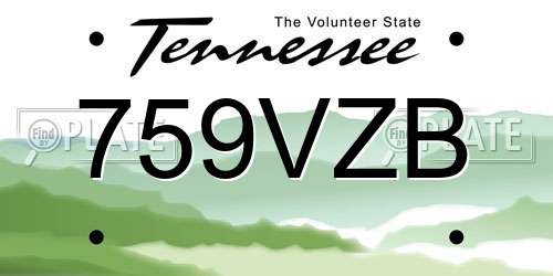 759VZB Tennessee License Plate