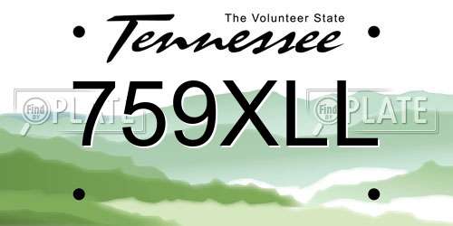 759XLL Tennessee License Plate