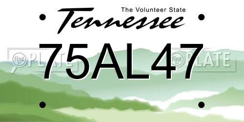 75AL47 Tennessee License Plate