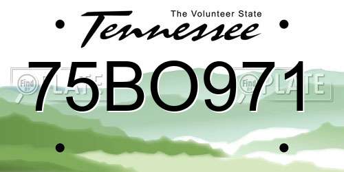 75BO971 Tennessee License Plate