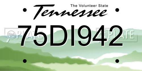 75DI942 Tennessee License Plate