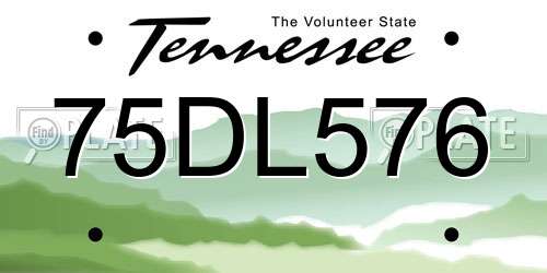 75DL576 Tennessee License Plate