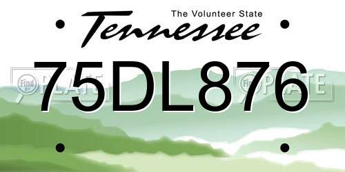 75DL876 Tennessee License Plate