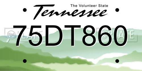 75DT860 Tennessee License Plate