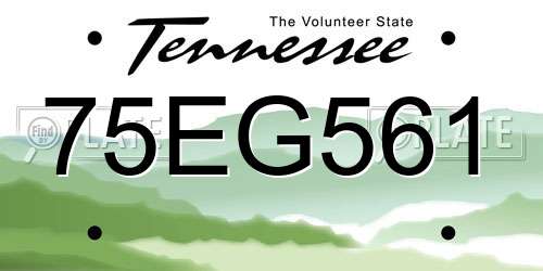 75EG561 Tennessee License Plate