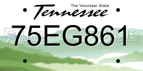 75EG861 Tennessee License Plate