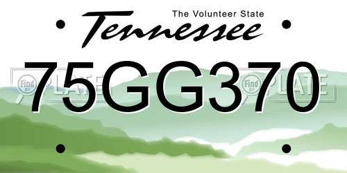 75GG370 Tennessee License Plate