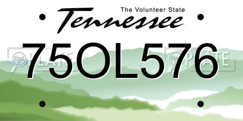 75OL576 Tennessee License Plate