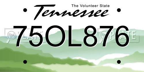 75OL876 Tennessee License Plate