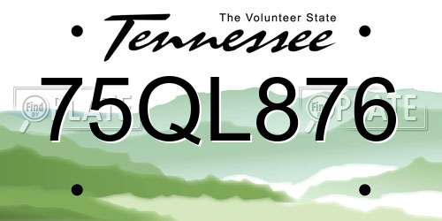 75QL876 Tennessee License Plate