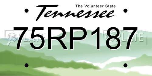 75RP187 Tennessee License Plate